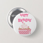 Rond 5 Cm Cupcake rose Badge d'anniversaire (Devant & derrière)