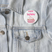 Rond 5 Cm Cupcake rose Badge d'anniversaire (En situation)