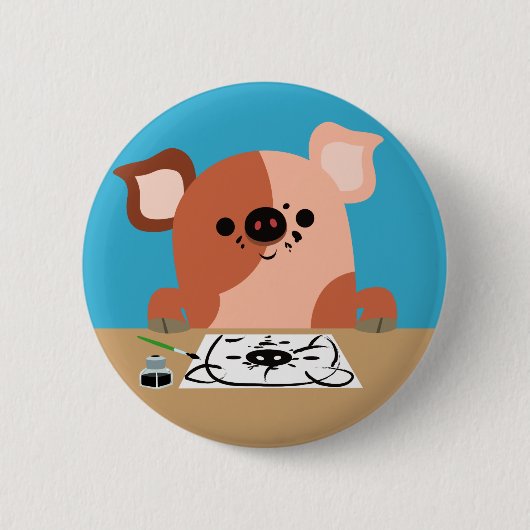 Rond 5 Cm Cute Cartoon Drawing Piglet Button Badge (Devant)