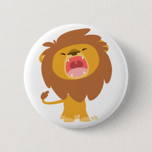 Rond 5 Cm Cute Mighty  Roaring Cartoon Lion Button Badge