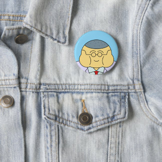 Rond 5 Cm Cute Round Face Business Employee ID Badge Blue