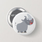 Rond 5 Cm Drôle Carton Rhino Bouton Badge (Devant & derrière)