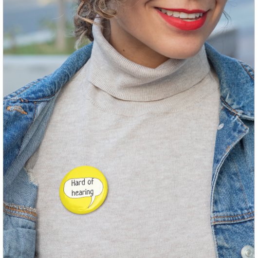 Rond 5 Cm Dur de l'ouïe badge de sensibilisation sourde