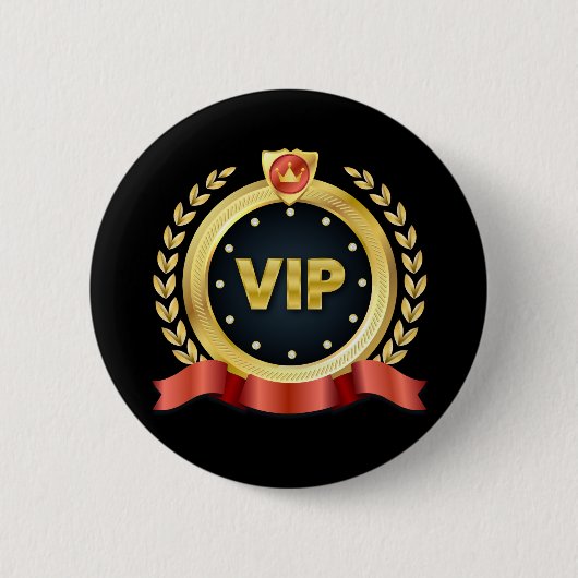 Rond 5 Cm Élégant badge d'accès noir VIP (Devant)