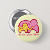 Rond 5 Cm Elephant serrer la meilleure maman bouton badge ja (Devant & derrière)