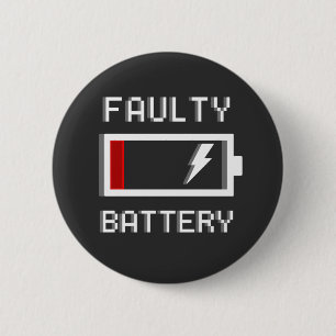 Rond 5 Cm Faulty Battery Pin Badge