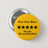 Rond 5 Cm Five Star Boss Button Badge Recommended (Devant & derrière)