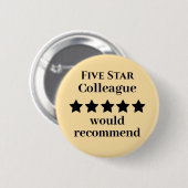 Rond 5 Cm Five Star Colleague Button Badge Recommended (Devant & derrière)