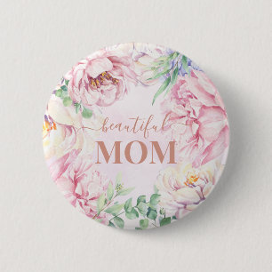 Rond 5 Cm Flore pastel doux   Belle Mère Bouton Badge