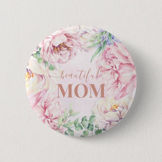 Rond 5 Cm Flore pastel doux | Belle Mère Bouton Badge (Devant)
