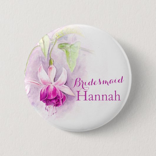 Rond 5 Cm Fuchsia custom bridesmaid round badge button (Devant)