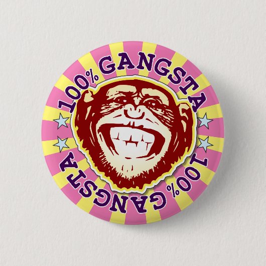 Rond 5 Cm Gangsta 100% Funny Funky Monkey Badge (Devant)