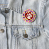 Rond 5 Cm Geek 100% Funny Funky Monkey Badge (En situation)