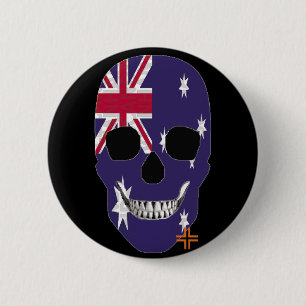 Rond 5 Cm HANDSKULL Australie Badge ronde noir B2