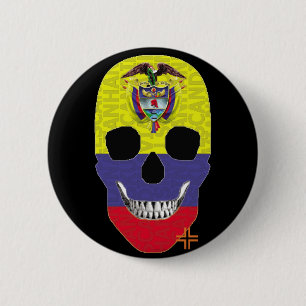 Rond 5 Cm HANDSKULL Colombia Round Badge noir B2
