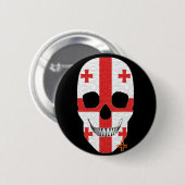 Rond 5 Cm HANDSKULL Georgia Round Badge noir B2 (Devant & derrière)