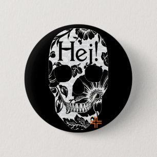 Rond 5 Cm HANDSKULL Hej Badge ronde noir B2
