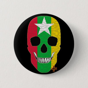 Rond 5 Cm HANDSKULL Myanmar Round Badge noir B2