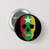 Rond 5 Cm HANDSKULL Myanmar Round Badge noir B2 (Devant & derrière)