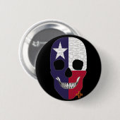 Rond 5 Cm HANDSKULL Texas Round Badge noir B2 (Devant & derrière)
