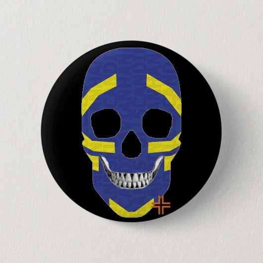 Rond 5 Cm HANDSKULL Viking Round Badge noir B2 (Devant)