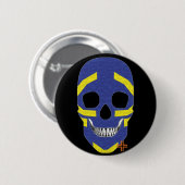 Rond 5 Cm HANDSKULL Viking Round Badge noir B2 (Devant & derrière)