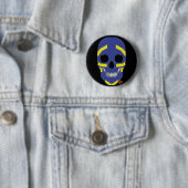 Rond 5 Cm HANDSKULL Viking Round Badge noir B2 (En situation)