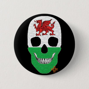 Rond 5 Cm HANDSKULL Wales Round Badge noir B2