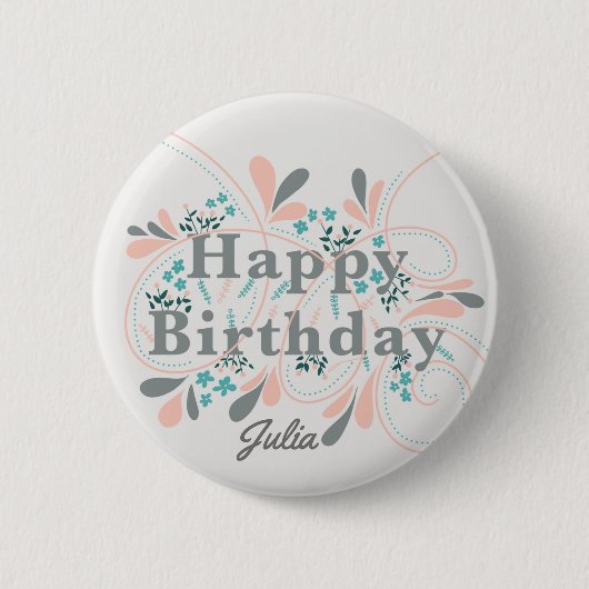 Rond 5 Cm Happy Birthday badge personnalisable (Devant)