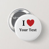 Rond 5 Cm I Love Personnalisable Bouton / Badge - Ajouter le (Devant & derrière)