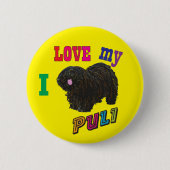 Rond 5 Cm J'aime mon badge Puli chien pin (Devant)