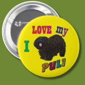 Rond 5 Cm J'aime mon badge Puli chien pin
