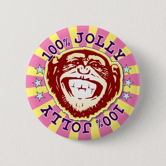 Rond 5 Cm Jolly 100% Funny Funky Monkey Badge (Devant)