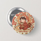 Rond 5 Cm Kawaii Chibi Red Panda Button Pin Badge (Devant & derrière)