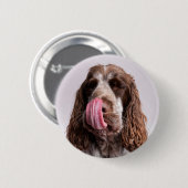 Rond 5 Cm Licking Cocker Spaniel Pin Badge (Devant & derrière)