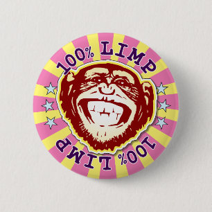 Rond 5 Cm Limp 100% Funny Funky Monkey Badge