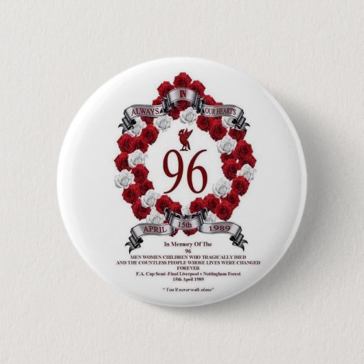 ROND 5 CM LIVERPOOL 96 BADGE DE NIP COMMÉMORATIF (Devant)