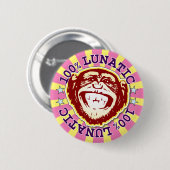 Rond 5 Cm Lunatique 100% Funny Funky Monkey Badge (Devant & derrière)