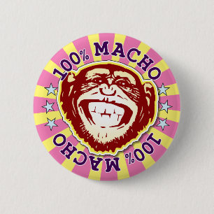 Rond 5 Cm Macho 100% Funny Funky Monkey Badge