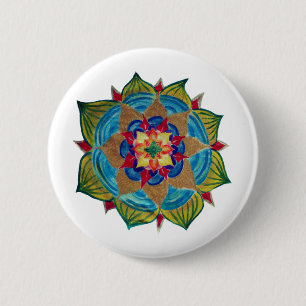 Rond 5 Cm Mandala Fleur Round Badge
