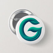 Rond 5 Cm Minimal Letter G Button | Modern Initial Badge  (Devant & derrière)
