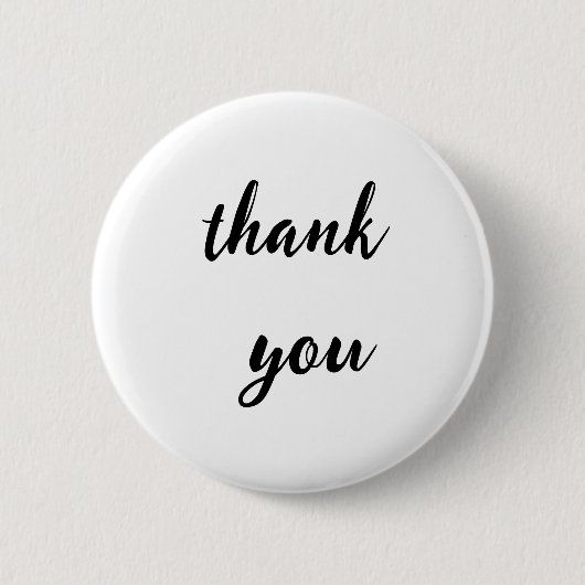 Rond 5 Cm Minimalist Thank You Button Badge – Black Script o (Devant)