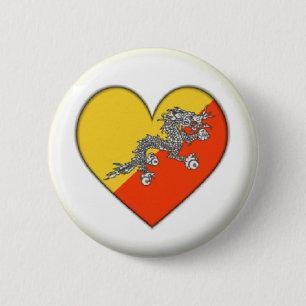 ROND 5 CM NEUF !! - BADGE À ÉPINGLE COEUR BHOUTAN