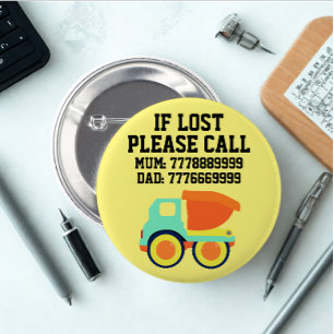 Rond 5 Cm Numéro d'enfant perdu personnalisé moderne Badge j