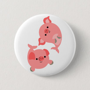 Rond 5 Cm Paire mignonne de badge de cochon de dessin