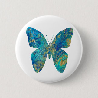 Rond 5 Cm Papillon bleu et or - Badge