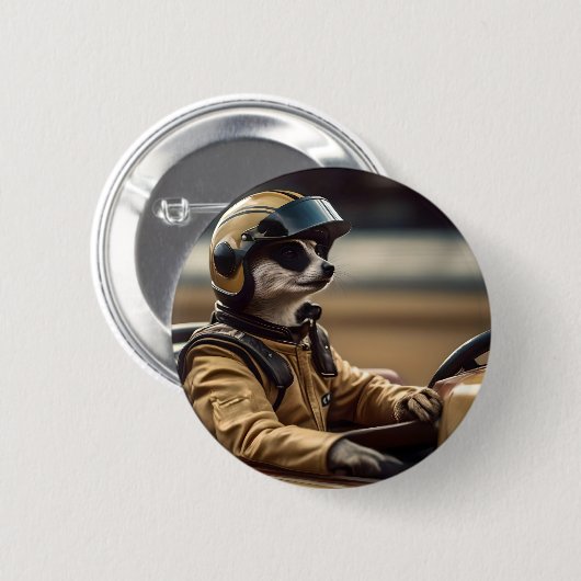 Rond 5 Cm Pilote professionnel de course Meerkat, badge (Devant & derrière)