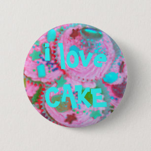 Rond 5 Cm Pink Cupcakes 'i love CAKE' badge bouton