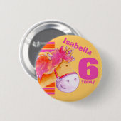 Rond 5 Cm Pony horse 6e anniversaire badge bouton (Devant & derrière)