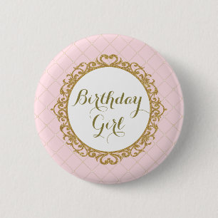 Rond 5 Cm Princesse royale Birthday Girl Round Badge d'or